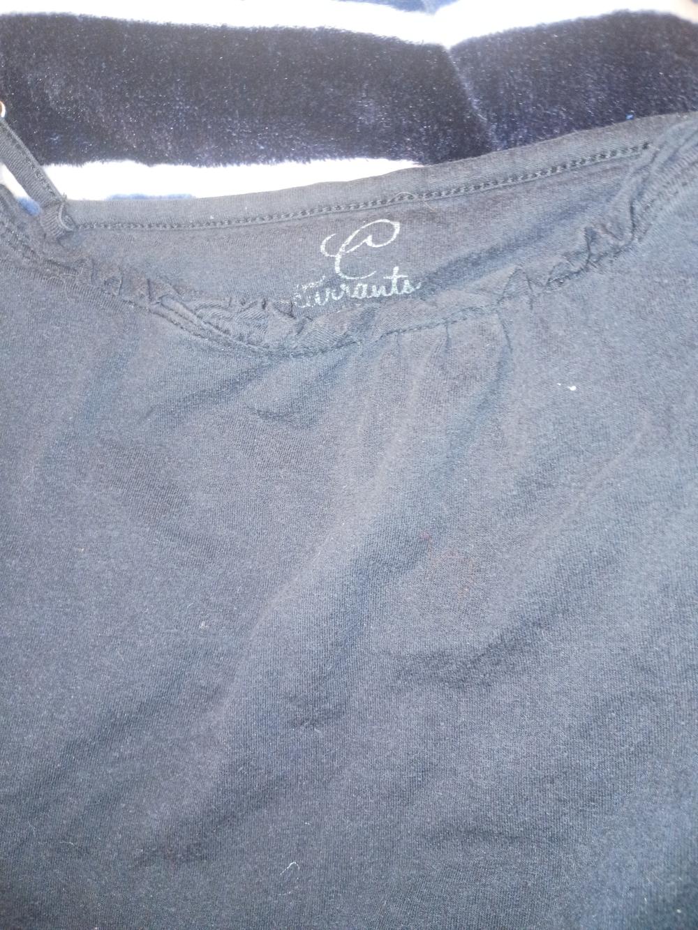 Robert Louis Black and Gold Label Striped-Look Knit Top